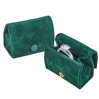 Mini Velvet Jewelry Storage Boxes, Arch Shaped Jewelry Case for Earrings, Rings Storage, Dark Green, 6.2x3.3x4cm