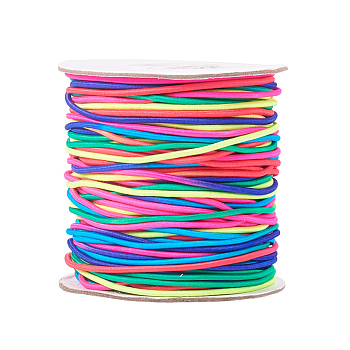 Round Elastic Cord, with Nylon Outside and Rubber Inside, Colorful, 1.5mm, about 49.21 yards(45m)/roll