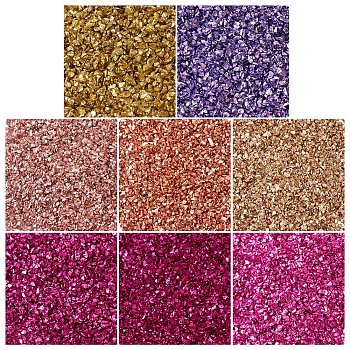 Pandahall 8 Bags 8 Colors Electroplate Glass Beads, AB Color Plated, No Hole Beads, Chip, Mixed Color, 1~3x1~3x0.2~0.5mm, 1 Bag/color