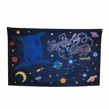 Constellation/Zodiac Sign Polyester Hanging Wall Tapestry, for Home Birthday Decoration, Blue, Gemini, 180x114x0.21cm, Hole: 9.8mm