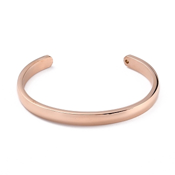 Ion Plating(IP) 304 Stainless Steel Cuff Bangles, Rose Gold, Inner Diameter: 1-3/4 ~2-3/8 inch(4.3~6cm)