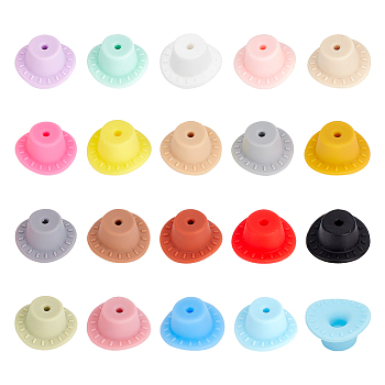 ARRICRAFT 19Pcs 19 Colors Silicone Beads, DIY Nursing Necklaces and Bracelets Making, Chewing Pendants For Teethers, Hat, Mixed Color, 26x12mm, Hole: 2.5mm, 1pc/color