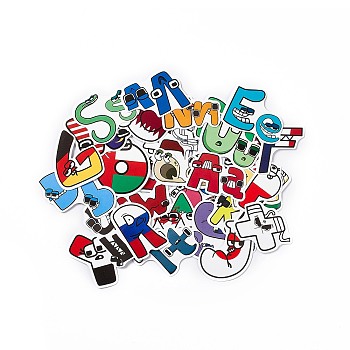 Self-Adhesive Stickers, Lettrt Stickers, for Suitcase, Skateboard, Refrigerator, Helmet, Mobile Phone Shellalphabet

, Mixed Color, 31~63x36~73x0.2mm, 50pcs/bag