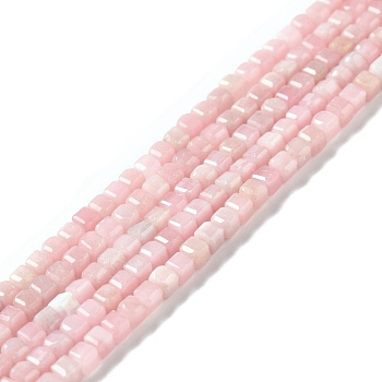 Natural Pink Opal Beads Strands, Faceted, Cube, 3x3x3mm, Hole: 0.6mm, about 135pcs/strand, 15.35''(39cm)