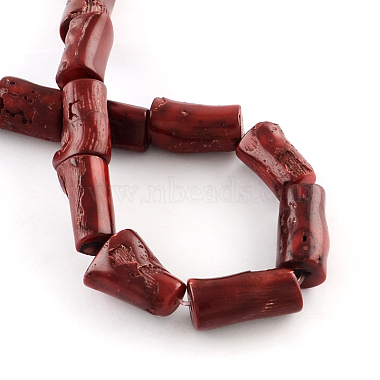 Column Dyed Natural Red Coral Bead Strands(CORA-Q022-05)-2