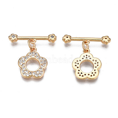 Brass Micro Pave Clear Cubic Zirconia Toggle Clasps(X-KK-Q278-013-NF)-2