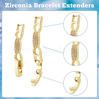 Dicosmétique 10 pcs 2 couleurs bowknot rack placage laiton clair cubique zircone bracelet de montre fermoirs(ZIRC-DC0001-10)-4