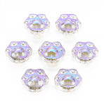 Electroplate Transparent Glass Beads, Half Plated, Dog Paw Prints, Violet, 13.5x15x8.5mm, Hole: 1mm(X-GLAA-T022-07-B01)