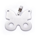 Stainless Steel Tablecloth Pendants, with Clips, Butterfly, Stainless Steel Color, 81mm, Butterfly: 65.2x69.2x2mm(STAS-WH0013-03P)