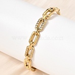 304 Stainless Steel Rhinestone Hinged Bangles for Women, Real 18K Gold Plated, Ion Plating(IP), Long-Lasting Plated, Rectangle, Inner Diameter: 2.34x1.99 inch(5.95x5.05cm)(BJEW-B168-02A-G)