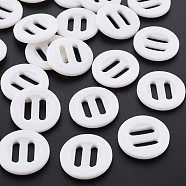 2-Hole Resin Buttons, Flat Round, White, 25x4mm, Hole: 3.5x11mm(BUTT-N018-044)
