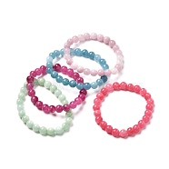 Natural Chalcedony Stretch Bracelet for Women Men Gift, Mixed Color, Inner Diameter: 2-1/8 inch(5.5cm), Beads: 8mm(BJEW-JB06690)