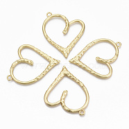 Alloy Big Pendants, Matte Style, Cadmium Free & Nickel Free & Lead Free, Heart, Real 14K Gold Plated, 57x47x3.5mm, Hole: 3mm(X-PALLOY-R113-022-NR)
