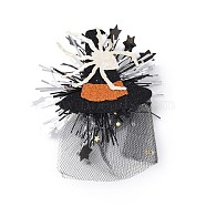 Halloween Theme Felt Alligator Hair Clips, with Iron Clips and Organza, for Child, Spider, 105x82x21mm(PHAR-L008-01H)