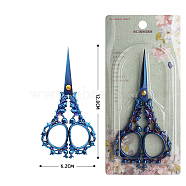Stainless Steel Scissors, Embroidery Scissors, Sewing Scissors, with Zinc Alloy Handle, Blue, 128x62mm(PW-WG54771-01)