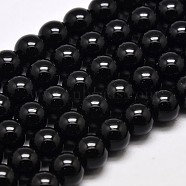 Imitate Austrian Crystal Glass Round Bead Strands, Grade AA, Black, 10mm, Hole: 1mm, about 40pcs/strand, 15 inch(38cm)(GLAA-F030-10mm-02)