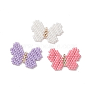 3Pcs 3 Color Handmade MIYUKI Japanese Seed Pendants, Loom Pattern, Butterfly, Mixed Color, 16.5x23x2mm, Hole: 0.6mm, 1Pc/color(PALLOY-MZ00022)