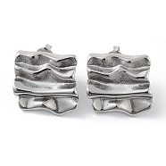 304 Stainless Steel Stud Earrings, Twist Square, Stainless Steel Color, 21x22.5mm(EJEW-P258-21P)