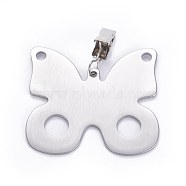 Stainless Steel Tablecloth Pendants, with Clips, Butterfly, Stainless Steel Color, 81mm, Butterfly: 65.2x69.2x2mm(STAS-WH0013-03P)