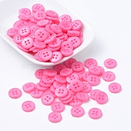 Acrylic Sewing Buttons, Plastic Shirt Buttons for Costume Design, 4-Hole, Dyed, Flat Round, Pink, 12x2mm, Hole: 1mm(BUTT-E076-A-09)
