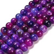 Natural Agate Beads Strands, Round, Dyed & Heated, Purple, 10~10.5mm, Hole: 1.4mm, about 38pcs/strand, 15.08~15.20''(38.3~38.6cm)(G-B079-A04-03B)