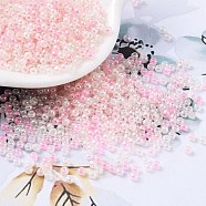 12/0 Grade A Round Two Tone Glass Seed Beads, Ceylon, Misty Rose, 2x1.4mm, Hole: 0.8mm(SEED-XCP0001-17)