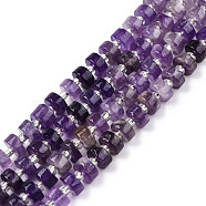 Natural Amethyst Beads Strands, with Seed Beads, Heishi Beads, Flat Round/Disc, 6~6.5x3~3.5mm, Hole: 1mm, about 35~42pcs/strand, 7.09 inch~7.68 inch(18~19.5cm)(G-N327-07C)