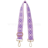 Adjustable Jacquard Weave Nylon Wide Bag Strap, Single Shoulder Belts, with Zinc Alloy Swivel Clasps, for Bag Straps Replacement Accessories, Lilac, 69~121x4.9cm(FIND-WH0133-16B)
