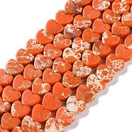 Dyed Synthetic Imperial Jasper Beads Strands, Heart, Tomato, 6x6x3mm, Hole: 1mm, about 69~71pcs/strand, 14.57''~14.96''(37~38cm)(G-M403-A39-02)