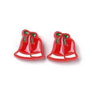 Christmas Decorations Theme Opaque Acrylic Bead with Enamel, Red, Christmas Bell, 21x21x8.5mm, Hole: 3.5mm(OACR-Z021-01B)