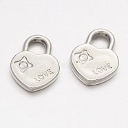 CCB Plastic Pendants, Heart Lock with Word LOVE, For Valentine's Day, Platinum, 18x13x2mm, Hole: 4mm(CCB-J028-53P)