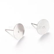 304 Stainless Steel Stud Earring Findings, Stainless Steel Color, 4mm, Pin: 0.8mm(STAS-T007-4mm-01)