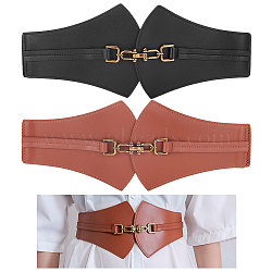 WADORN 2Pcs 2 Colors PU Leather Wide Elastic Corset Belts for Women Girl, Mixed Color, 25-7/8 inch(65.6cm), 1pc/color(AJEW-WR0002-10)