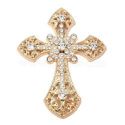 Alloy Crystal Rhinestone Cabochons, Cross, Golden, 72x55x5mm(ALRI-F074-06G)