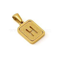 Stainless Steel Pendants, Real 18K Gold Plated, Rectangle, Letter H, 15x12mm(PW-WG0924A-08)