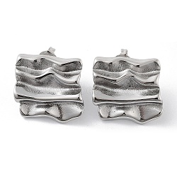 Non-Tarnish 304 Stainless Steel Stud Earrings, Twist Square, Stainless Steel Color, 21x22.5mm(EJEW-P258-21P)