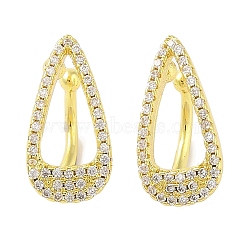 Brass Micro Pave Clear Cubic Zirconia Cuff Earrings for Women, Teardrop, Real 18K Gold Plated, 16.5x8.5mm(EJEW-I305-46G)