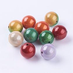 Spray Painted Acrylic Beads, Miracle Beads, Bead in Bead, Chunky Bubblegum Ball Beads, Round, Mixed Color, 20mm, about 120pcs/500g(PB9290)