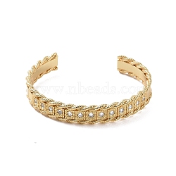 Clear Cubic Zirconia Open Cuff Bangle, Brass Jewelry for Women, Golden, Inner Diameter: 2-1/8 inch(5.5cm)(BJEW-F445-07G)