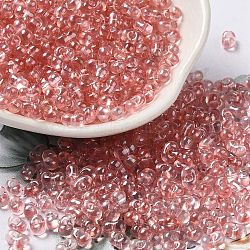 Baking Glass Seed Beads, Peanut, Light Salmon, 5.5~6x3~3.5x3mm, Hole: 1~1.2mm, about 4000pcs/pound(SEED-K009-07A-07)