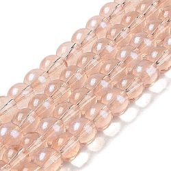 Glass Bead Strands, with Glitter Powder, Round, Bisque, 10x9mm, Hole: 1.2mm, about 90pcs/strand, 31.81''(80.8cm)(GLAA-K068-01C-12)