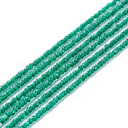 Transparent Glass Beads Strands, Faceted, Round, Green, 2mm, Hole: 0.6mm, about 182~201pcs/strand, 14.57~15.24 inch((37~38.7cm)(GLAA-C019-01A-09)