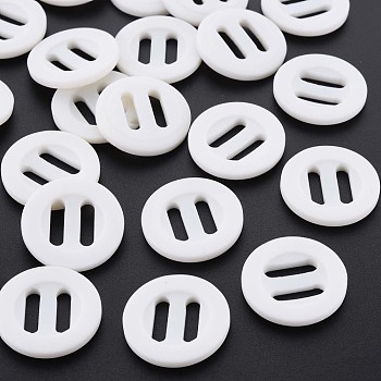 2-Hole Resin Buttons, Flat Round, White, 25x4mm, Hole: 3.5x11mm