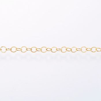 3.28 Feet Ion Plating(IP) Handmade 304 Stainless Steel Cable Chains, Soldered, Flat Oval, Golden, 3x0.3mm