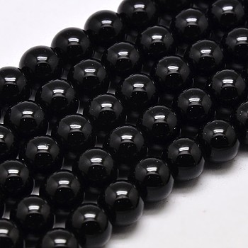 Imitate Austrian Crystal Glass Round Bead Strands, Grade AA, Black, 10mm, Hole: 1mm, about 40pcs/strand, 15 inch(38cm)