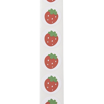 Self-Adhesive Stickers, Flower & Fruits, for Presents Decoration, Strawberry, 25mm