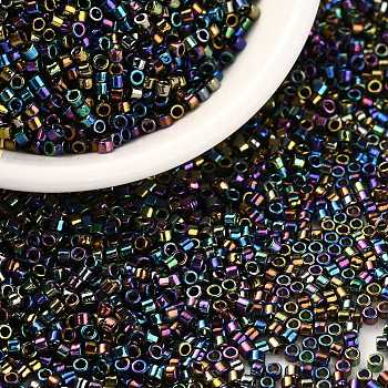 Cylinder Seed Beads, Metallic Colours, Iris, Uniform Size, Colorful, 2x1.3~1.5mm, Hole: 0.8~1mm, about 40000pcs/bag, 450g/bag
