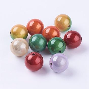 Spray Painted Acrylic Beads, Miracle Beads, Bead in Bead, Chunky Bubblegum Ball Beads, Round, Mixed Color, 20mm, about 120pcs/500g