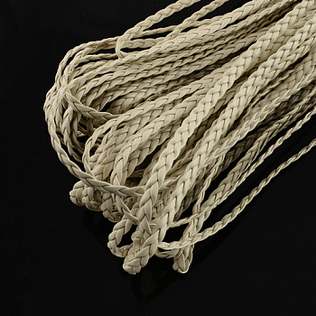 Braided Imitation Leather Cords, Herringbone Bracelet Findings, Beige, 5x2mm, about 109.36 yards(100m)/bundle