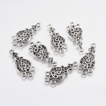 Alloy Chandelier Components, Lead Free and Cadmium Free, teardrop, Antique Silver, about 27mm long, 11mm wide, 2mm thick, hole: 1mm